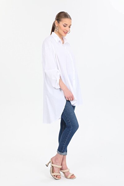 della moor Women's White Italian O Oversized Shirt Tunic