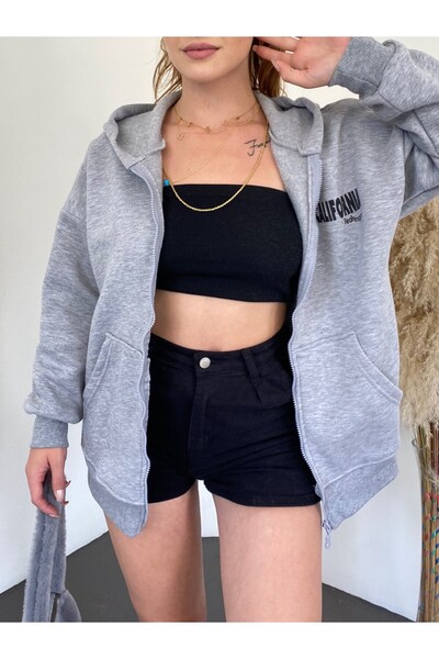 HİJABAYA Φλις εφίδρωσης με στάμπα με κουκούλα