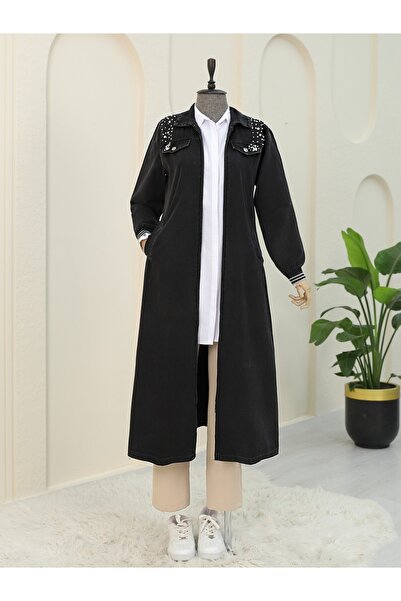 HİJABAYA Μακρύ τζιν καπάκι με φερμουάρ και ριμπάνα στους ώμους