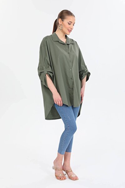della moor Women's Khaki Italian O Oversized Shirt Tunic