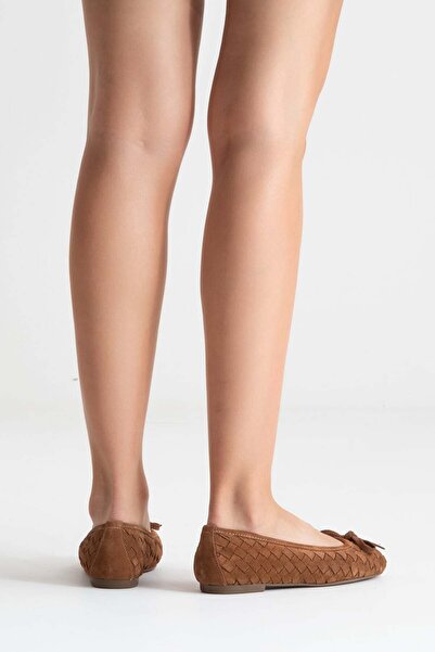 Zeynep Sıradağlı Preslie Γυναικείες Δερμάτινες Μπαλαρίνες Μαύρες Σουέντ