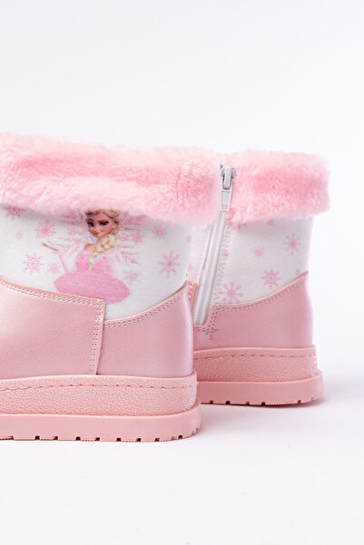 p papuccum ortopedi çocuk ayakkabıları Girl's Pink Furry Zippered Waterproof Non-Slip Sole Boots