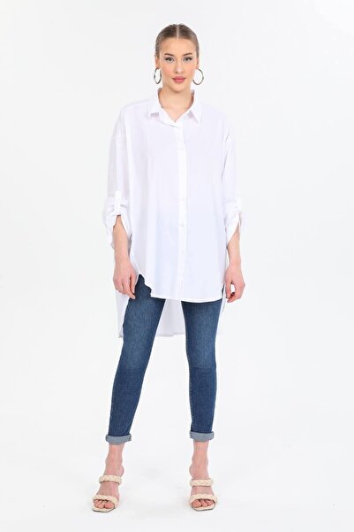 della moor Women's White Italian O Oversized Shirt Tunic