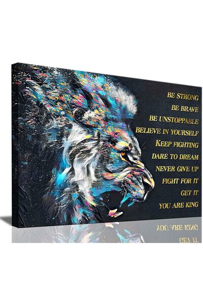 Emoda home Trove ملصق جداري على قماش مُلهم ومحفز على شكل أسد، مناسب للمكتب وغ...