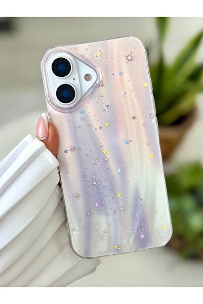 Go Aksesuar iPhone 17 Compatible Shine Star Color Gradient Shiny Design Silicone Case