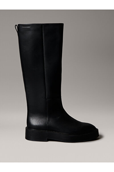 Calvin Klein Leather Stacked Heel Knee Boots