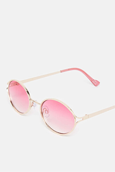 REDTAG Girls Pink And Gold Round Embellished Sunglasses
