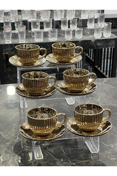 isra kristal Luxury 6-Piece Coffee and Tea Cup Set - Modern Cup Set - Dishwasher Safe
