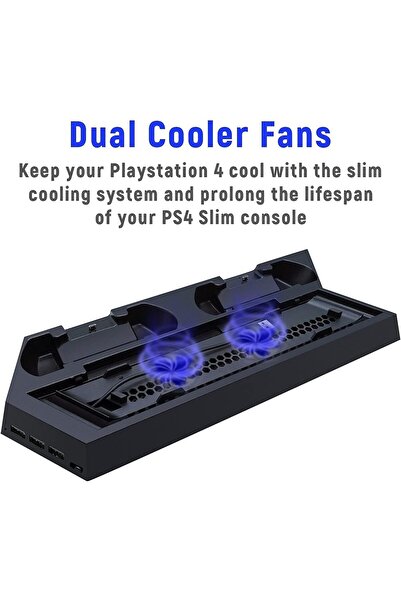 eWINNER Multifunctional Vertical Stand Cooling Fan & Dual Controller Charger for PS4/PS4 Slim/PS4 Pr