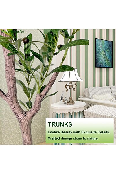MirageBotanics 180cm Artificial Olive, Faux Olive Tree with White Planter Pot Home Office Meetings indoor & outdoor