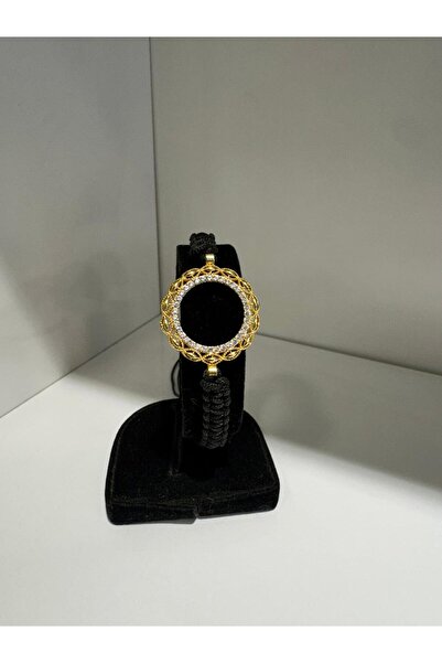 imitasyon dünyası 22 Ayar Altın Kaplama İçi Boş Siyah İpli Çeyrekli Bileklik