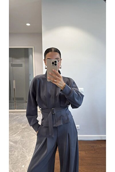 moyabutiik Belt Detail Modal Top and Bottom Set