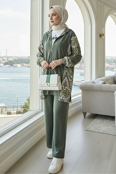 Bestenur Patterned Double Suit 1653 - Khaki