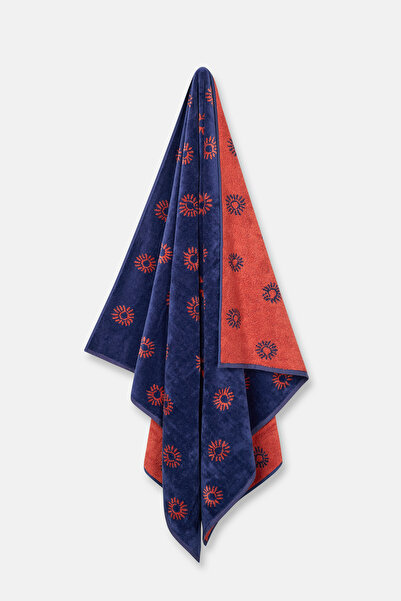 Dagi Prosop de plajă din catifea cu model de soare bleumarin 90X150