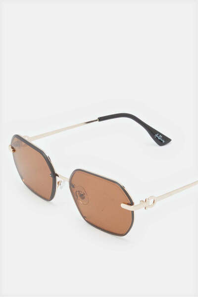 REDTAG Women Gold Hexagonal Sunglasses