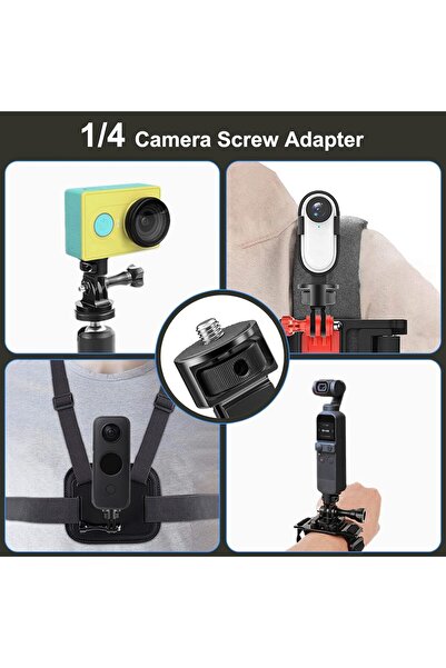 eWINNER Action Camera Tripod Mount Adapter 2PCS 360° 1/4-20 Screw (Black)