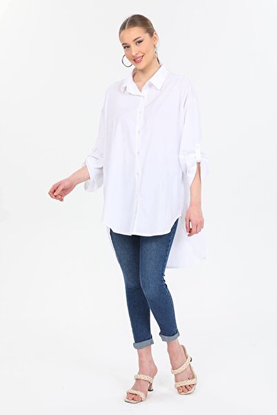 della moor Women's White Italian O Oversized Shirt Tunic