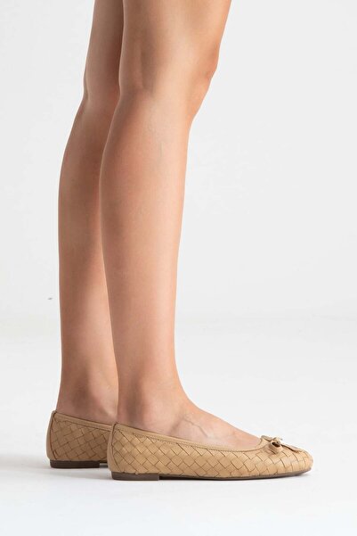 Zeynep Sıradağlı Preslie Women's Leather Ballet Flats Caramel