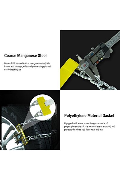 FONIX Set of 8 Double Anti-Slip Car Chains SnowForce DualGrip, Reusable, 185–265 mm, Grey