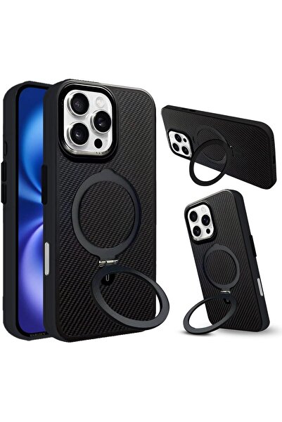 Margoun جراب من ألياف الكربون الأراميد لهاتف iPhone 16 Pro مع حامل حلقي مغناط...