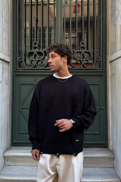 Flaw Wear Ripped Model Knitwear Sweater