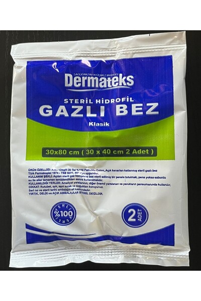Dermateks STERİL HİDROFİL GAZLI BEZ 30X80CM (2 ADET 30X40CM) EMİCİ SPANÇ - 50 ADET