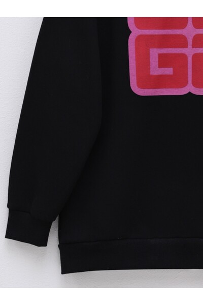 HİJABAYA Letter Printed Crew Neck Raised Sweat