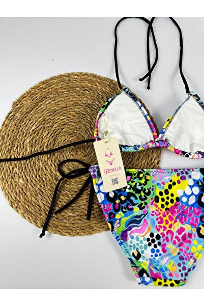 FUNELLA Patterned Side and Neck Tie Stylish Women's Bikini Set