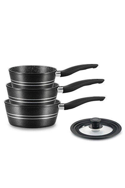 Royalty Line Set caserole RL-FS3M NEGRU, 4 buc., strat antiaderent, fără PFOA, mânere răcoritoare, inducție, negru