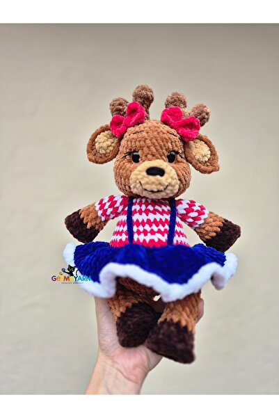 OEM Handmade Crochet Reindeer Plush – Ember, 32 cm Soft Amigurumi Doll, Christmas Gift