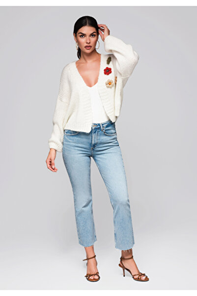 OMBRE Γυναικείο Πουλόβερ LW-SWCD-0101 κρεμ