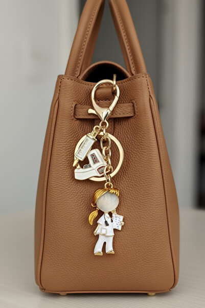 Modex Gold Color Health-Themed Nurse Doctor Figure Bag Accessory Keychain