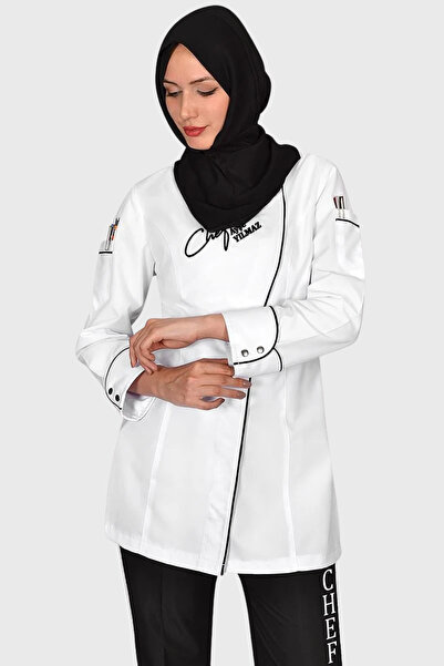 Üniformanya Jachetă de bucătar albă cu cadou cu nume, haine de bucătar, jache...