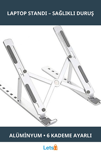 Letsii Suport reglabil din aluminiu pentru laptop, design ergonomic în 6 trepte