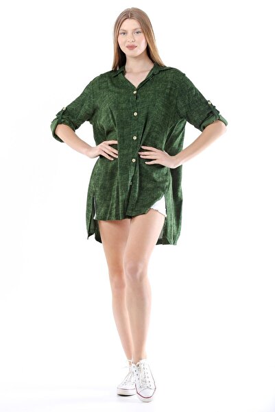 della moor Women's Grass Green Casual Shirt Tunic