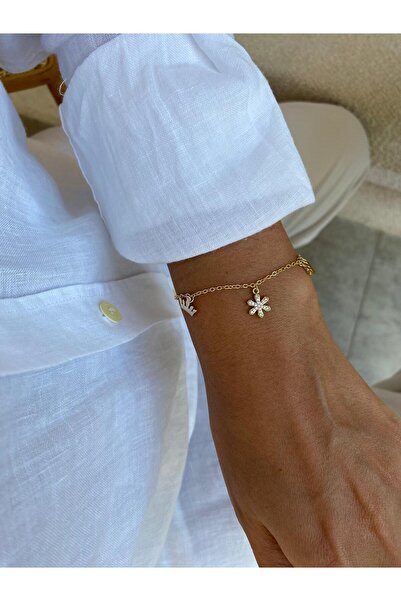 XUPING JEWELRY سوار ذهبي بسلسلة XP مع زخارف على شكل زهرة وتاج مرصعة بالأحجار