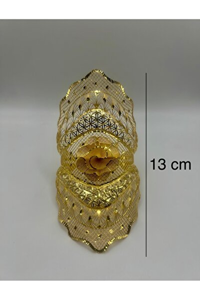 NYR Gold Silver Tül Örgü Desenli Çiçek Detaylı Altın Kaplama Bilezik