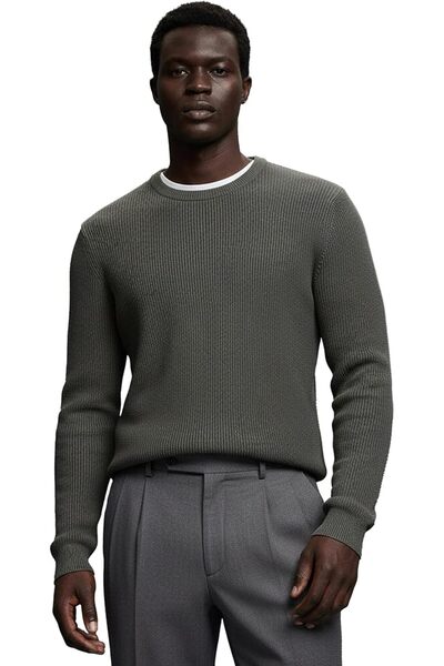 ANTHONY JACKSON Premium Cotton Ribbed Knit Sweater Giordani
