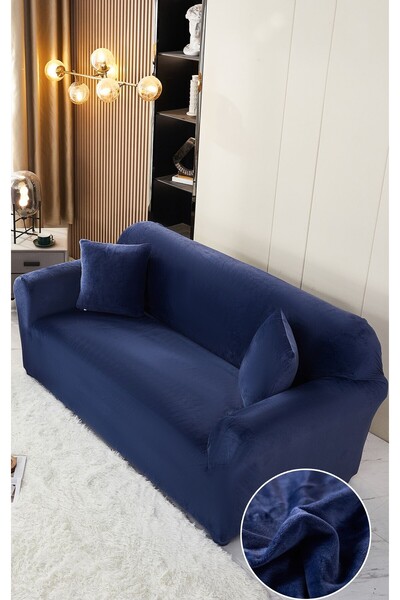 Inovius Husa Elastica din Catifea pentru Canapea 2 Locuri + Fata de Perna, Bl...