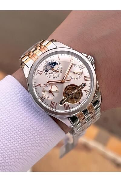 Ferrucci 3 Atm Men's Wristwatch with Automatic Moonlight and Sun Dial and Bracelet Gift Ff.G3606.4