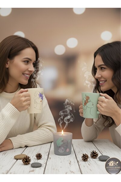 GenelTedarik AYYESA HOME Rakle 3lü Set Mumlu Set Hediyelik Kahve Çay Bardağı Yılbaşı-Sevgili-Doğum Günü He