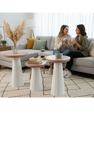 Home PRENSES AHŞAP MOCCA BEYAZ BOYALI VERNİLKİ MANTAR SEHPA ,YAN SEHPA,ORTA S...