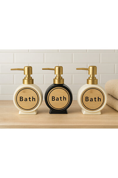 ARVALE 300 ml Yuvarlak Porselen Tezgah Üstü Banyo Mutfak Sıvı Sabunluk Ve Bulaşık Lavabo Deterjanlık