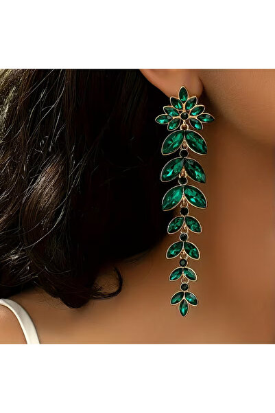 begüm jewelery YEŞİL DAMLA TAŞLARLA SÜSLENMİŞ SÖĞÜT YAPRAĞI MODEL SALLANTILI ...