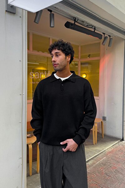 Flaw Wear Polo Collar Buttoned Knitwear Sweater