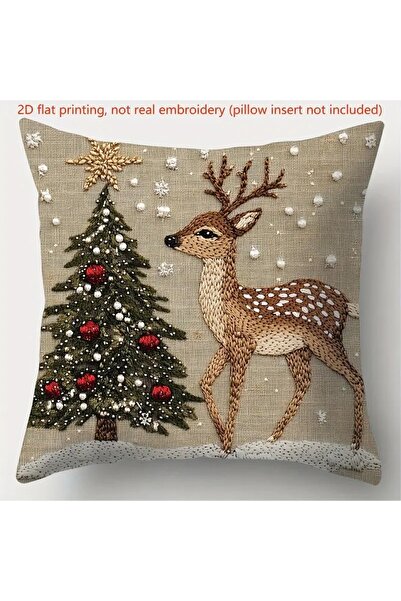 Dodemert Home Set of 4 New Year Christmas Woven Polyester Pillowcases 45 X 45 cm