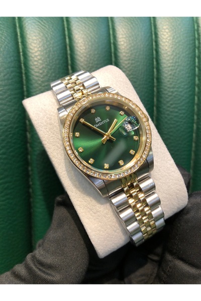 Momentus Çelik Takvimli İki Renkli Taşlı Su Geçirmez Kadın Kol Saati