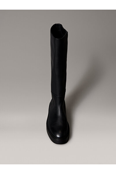 Calvin Klein Leather Stacked Heel Knee Boots