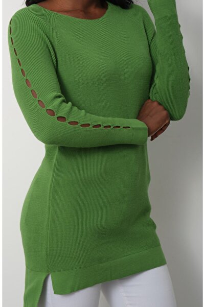 Moda Days Women's Beige Glitter V-Neck Sweater