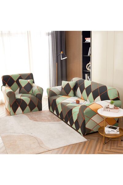 Inovius Set of 3-Seater Sofa Covers and 2 Modern Elastic Armchairs - JOJ453